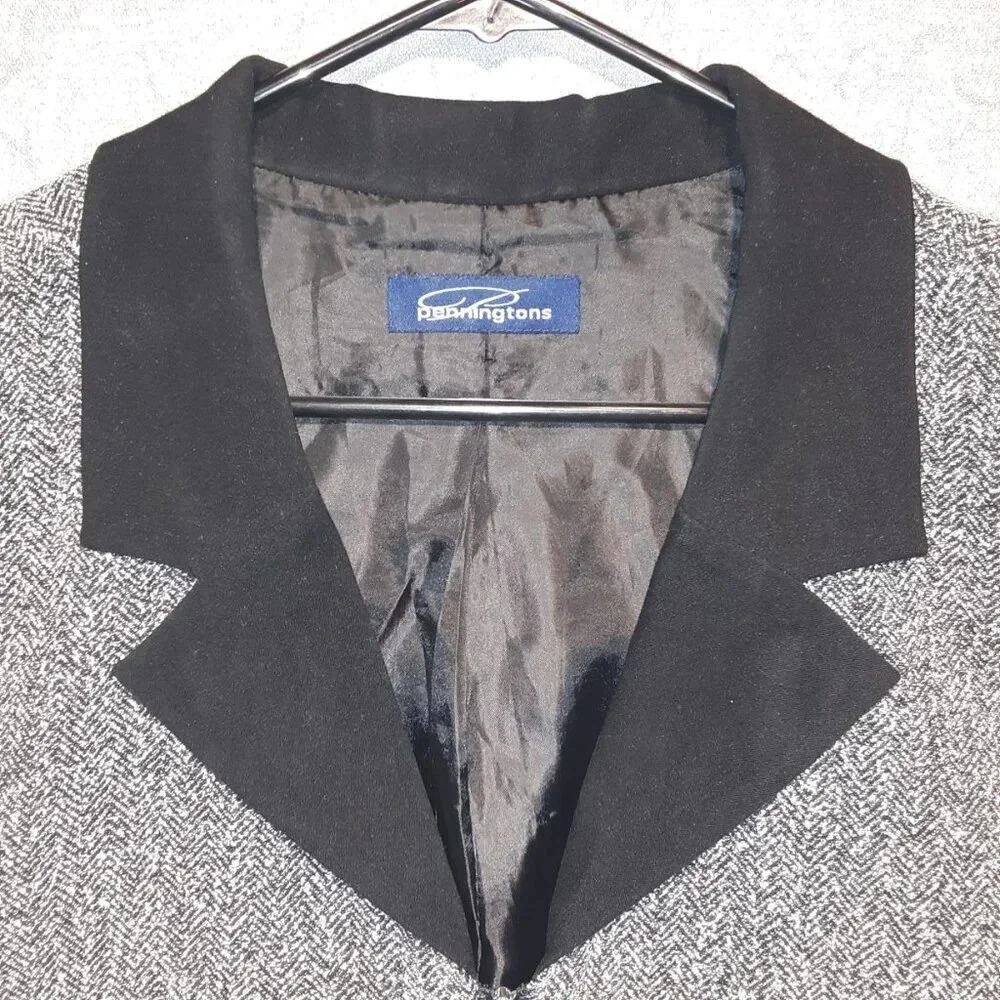 Women's Gray & Black Herringbone Jacket Size 26 - Picture 2 of 7
